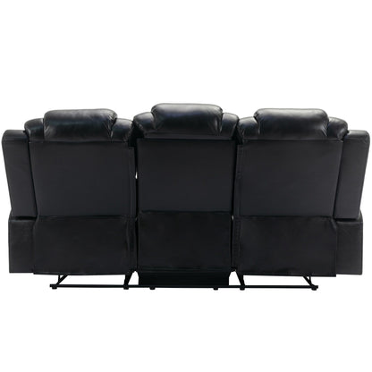 Roomfitters 3 Pcs Recliner Sofa Set with Manual Recliner Chairs, Center Console Storage, and Soft Ambient Lighting