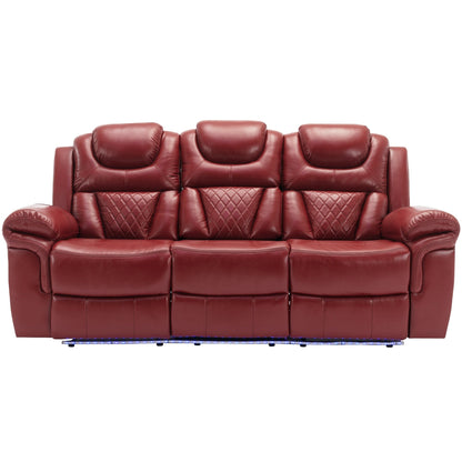 Roomfitters 3 Pcs Recliner Sofa Set with Manual Recliner Chairs, Center Console Storage, and Soft Ambient Lighting