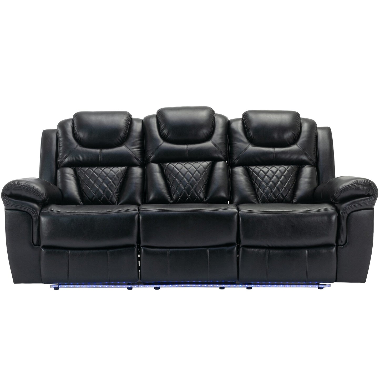 Roomfitters 3 Pcs Recliner Sofa Set with Manual Recliner Chairs, Center Console Storage, and Soft Ambient Lighting