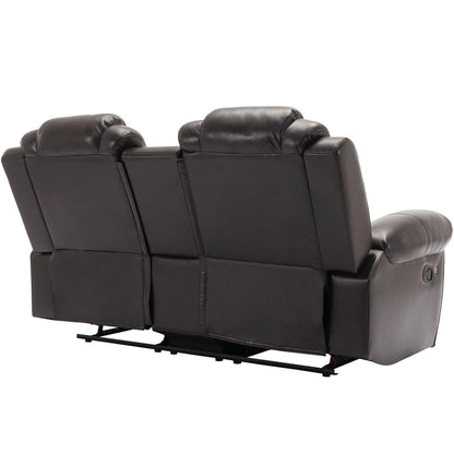 Roomfitters 3 Pcs Recliner Sofa Set with Manual Recliner Chairs, Center Console Storage, and Soft Ambient Lighting