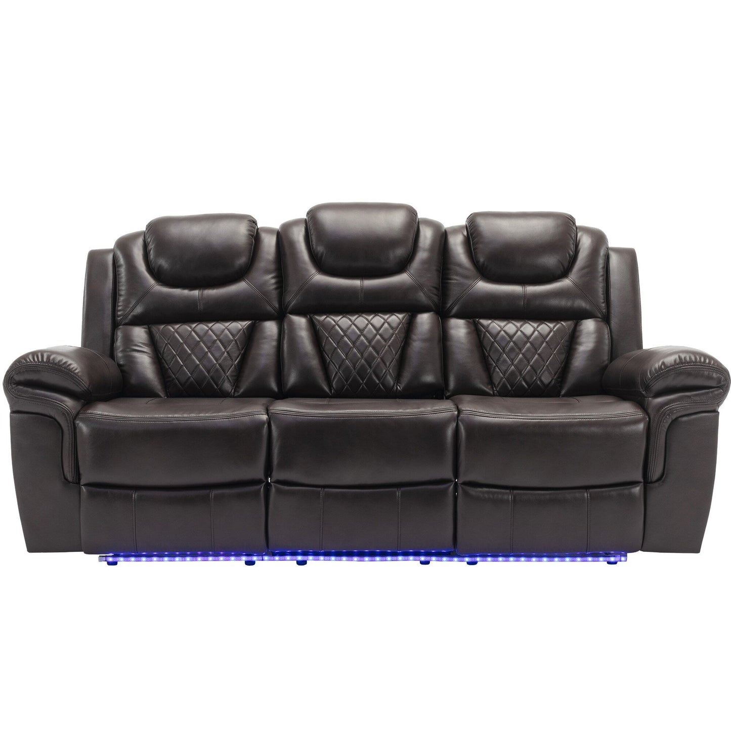 Roomfitters 3 Pcs Recliner Sofa Set with Manual Recliner Chairs, Center Console Storage, and Soft Ambient Lighting