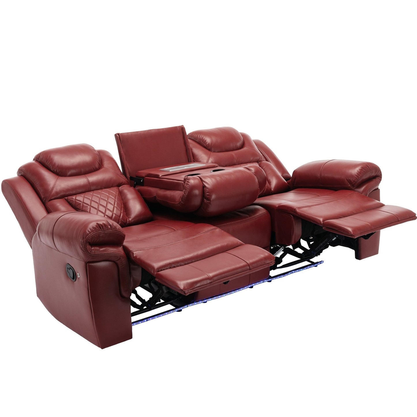 Roomfitters 3 Pcs Recliner Sofa Set with Manual Recliner Chairs, Center Console Storage, and Soft Ambient Lighting