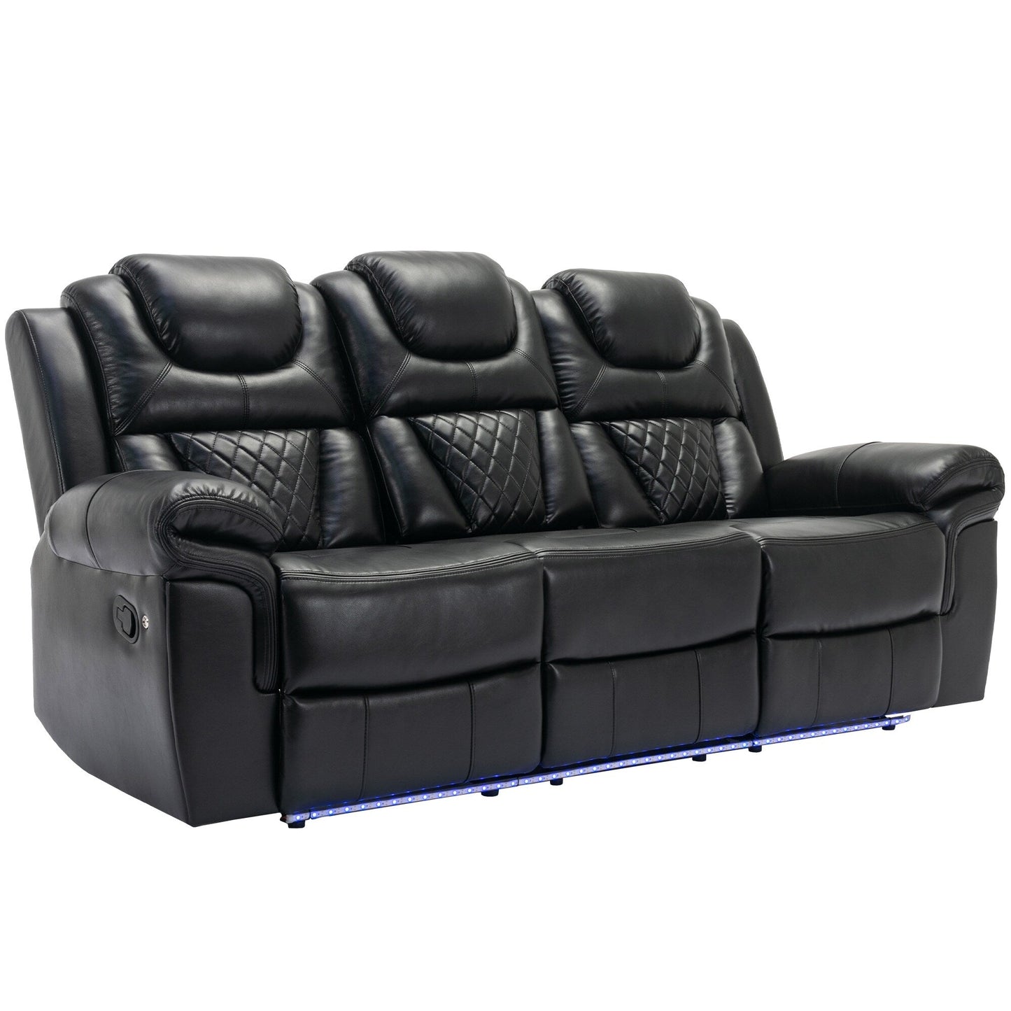 Roomfitters 3 Pcs Recliner Sofa Set with Manual Recliner Chairs, Center Console Storage, and Soft Ambient Lighting