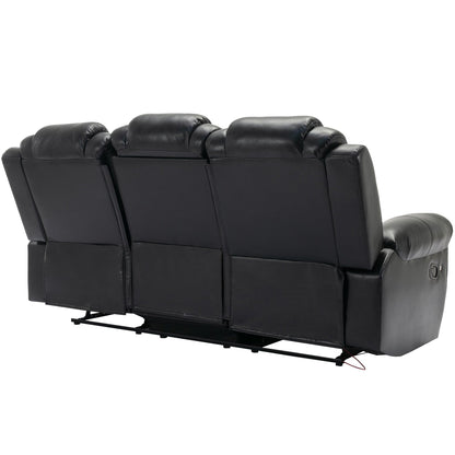 Roomfitters 3 Pcs Recliner Sofa Set with Manual Recliner Chairs, Center Console Storage, and Soft Ambient Lighting