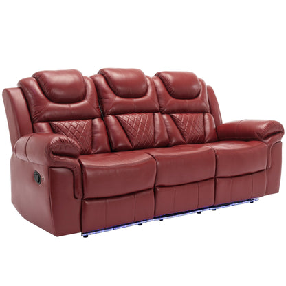 Roomfitters 3 Pcs Recliner Sofa Set with Manual Recliner Chairs, Center Console Storage, and Soft Ambient Lighting