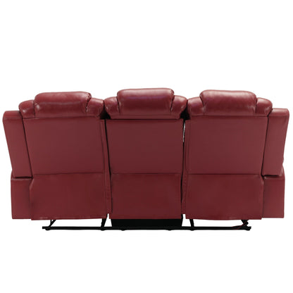 Roomfitters 3 Pcs Recliner Sofa Set with Manual Recliner Chairs, Center Console Storage, and Soft Ambient Lighting