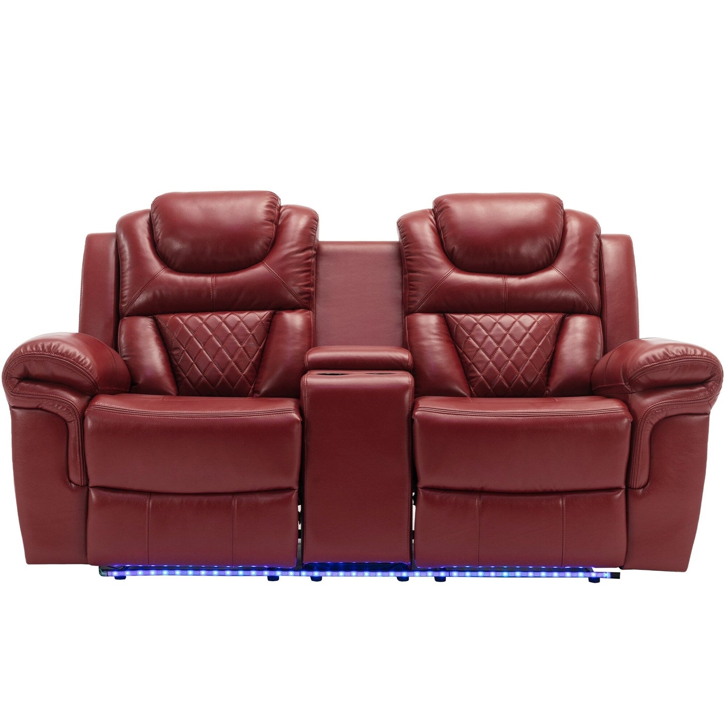 Roomfitters 3 Pcs Recliner Sofa Set with Manual Recliner Chairs, Center Console Storage, and Soft Ambient Lighting