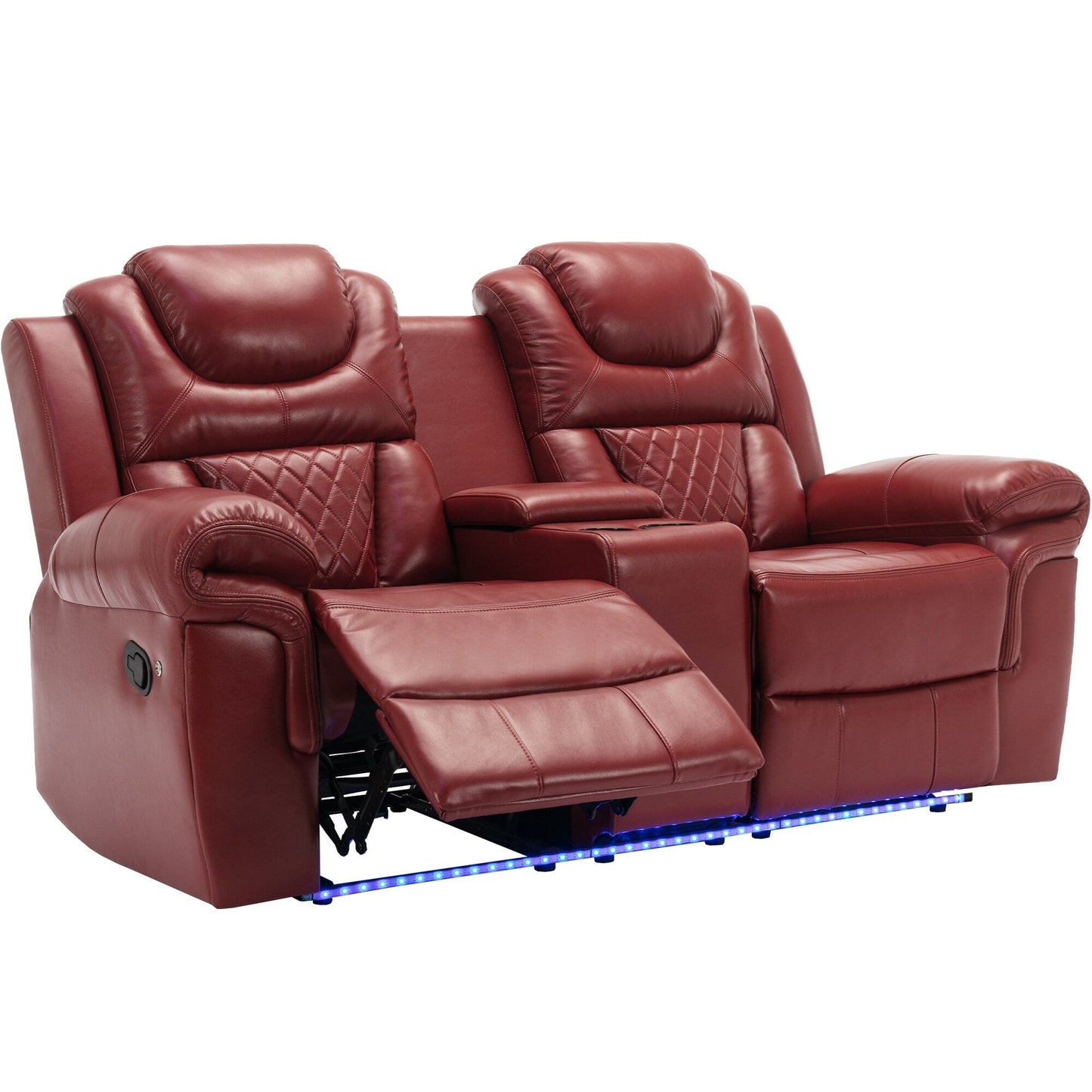 Roomfitters 3 Pcs Recliner Sofa Set with Manual Recliner Chairs, Center Console Storage, and Soft Ambient Lighting