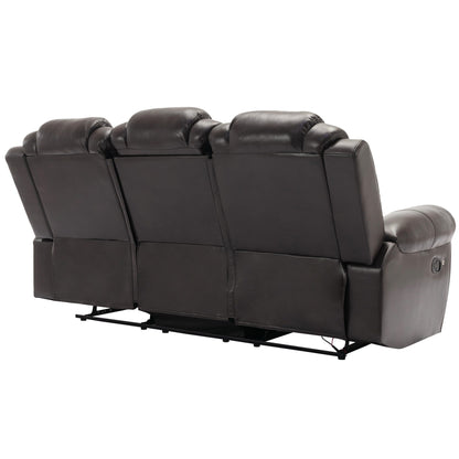Roomfitters 3 Pcs Recliner Sofa Set with Manual Recliner Chairs, Center Console Storage, and Soft Ambient Lighting