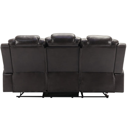 Roomfitters 3 Pcs Recliner Sofa Set with Manual Recliner Chairs, Center Console Storage, and Soft Ambient Lighting