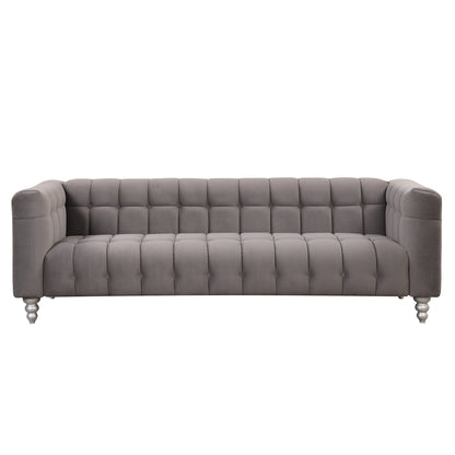 Roomfitters 3 Pcs Sofa Set with Solid Wood Legs, Button Tufted Backrest, and Dutch Fleece Upholstery, Includes Three-Seater