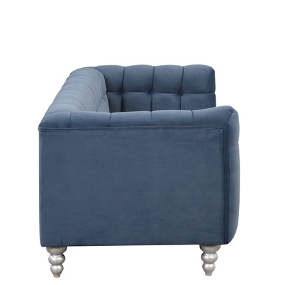 Roomfitters 3 Pcs Sofa Set with Solid Wood Legs, Button Tufted Backrest, and Dutch Fleece Upholstery, Includes Three-Seater
