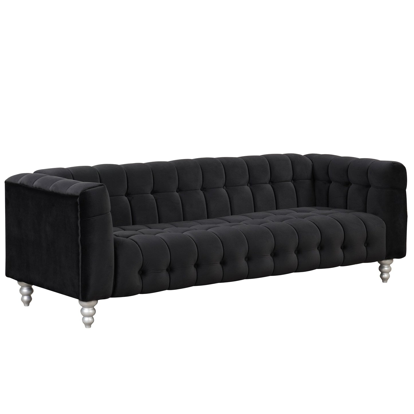 Roomfitters 3 Pcs Sofa Set with Solid Wood Legs, Button Tufted Backrest, and Dutch Fleece Upholstery, Includes Three-Seater