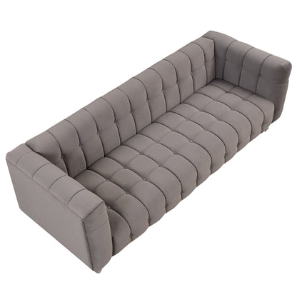 Roomfitters 3 Pcs Sofa Set with Solid Wood Legs, Button Tufted Backrest, and Dutch Fleece Upholstery, Includes Three-Seater