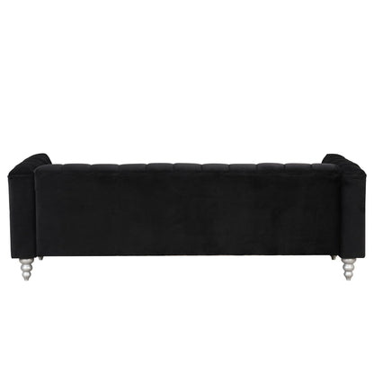 Roomfitters 3 Pcs Sofa Set with Solid Wood Legs, Button Tufted Backrest, and Dutch Fleece Upholstery, Includes Three-Seater