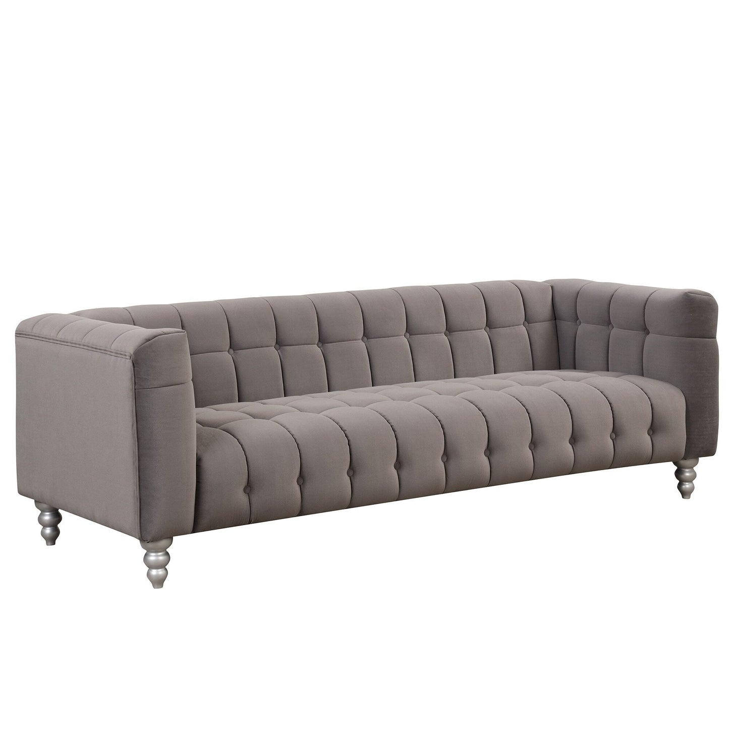 Roomfitters 3 Pcs Sofa Set with Solid Wood Legs, Button Tufted Backrest, and Dutch Fleece Upholstery, Includes Three-Seater