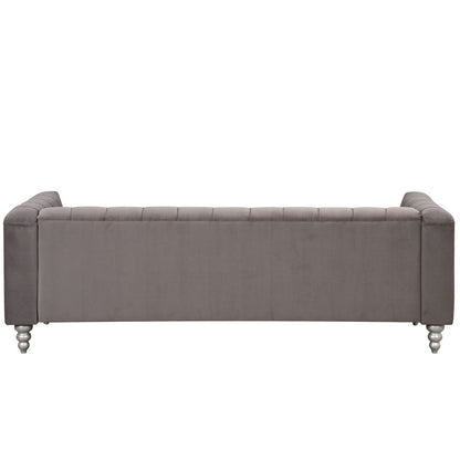 Roomfitters 3 Pcs Sofa Set with Solid Wood Legs, Button Tufted Backrest, and Dutch Fleece Upholstery, Includes Three-Seater