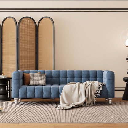 Roomfitters 3 Pcs Sofa Set with Solid Wood Legs, Button Tufted Backrest, and Dutch Fleece Upholstery, Includes Three-Seater
