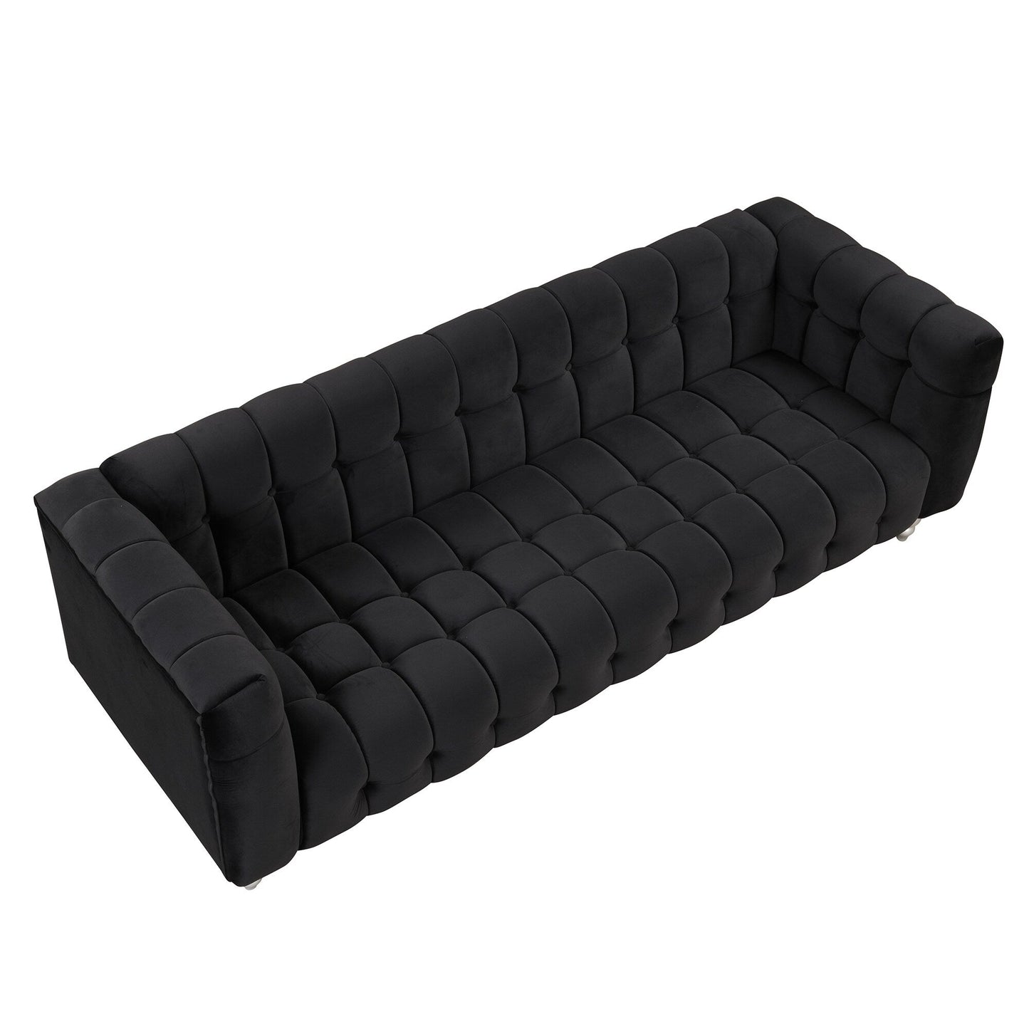 Roomfitters 3 Pcs Sofa Set with Solid Wood Legs, Button Tufted Backrest, and Dutch Fleece Upholstery, Includes Three-Seater