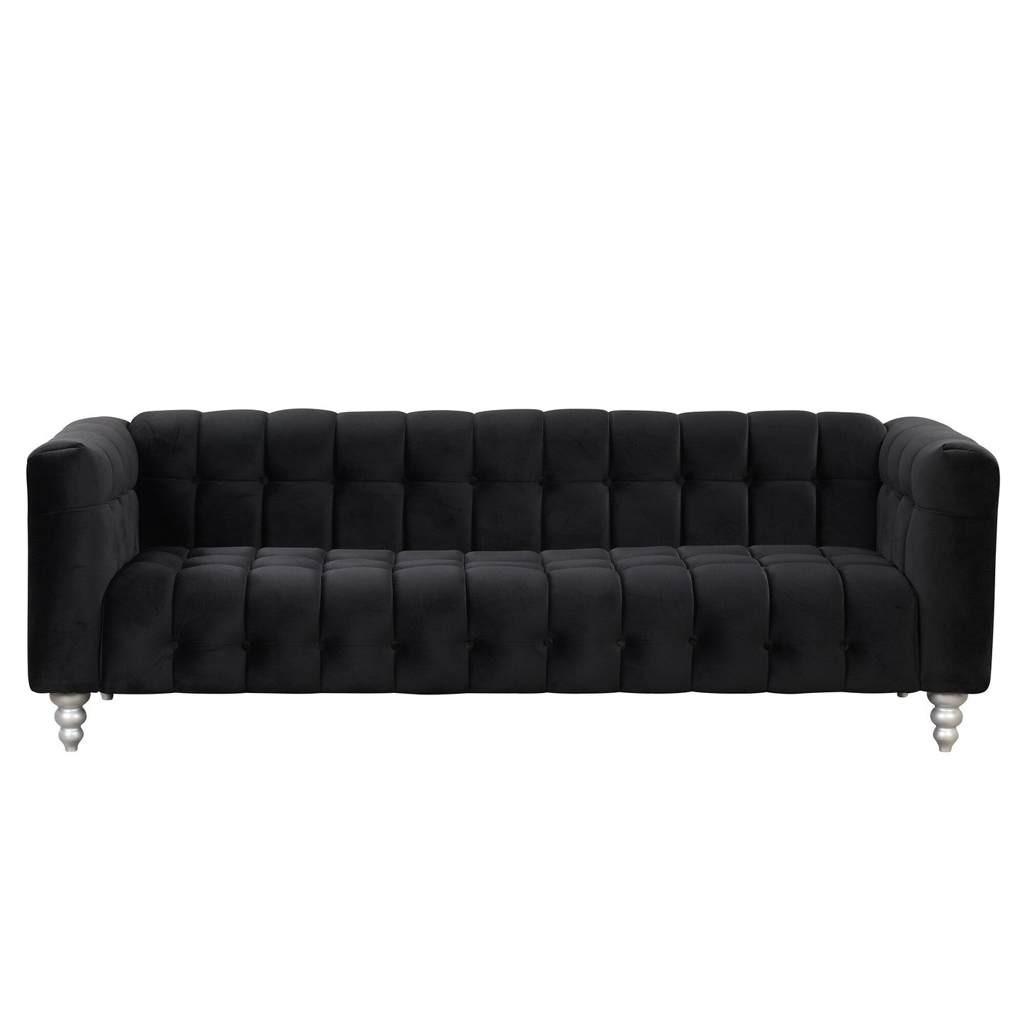 Roomfitters 3 Pcs Sofa Set with Solid Wood Legs, Button Tufted Backrest, and Dutch Fleece Upholstery, Includes Three-Seater
