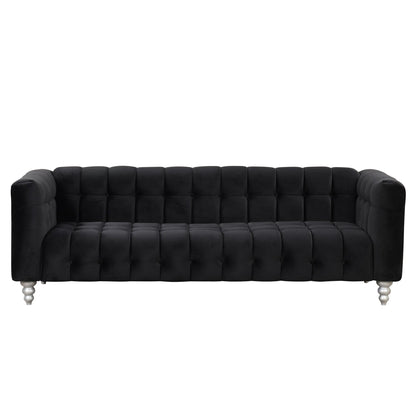Roomfitters 3 Pcs Sofa Set with Solid Wood Legs, Button Tufted Backrest, and Dutch Fleece Upholstery, Includes Three-Seater