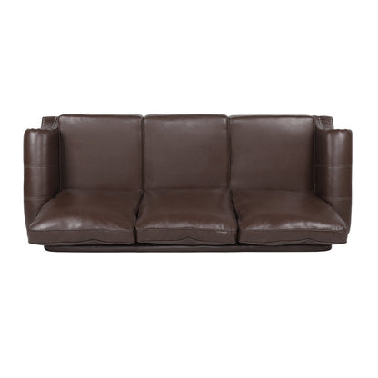 Roomfitters 3 Seater Classic Faux Leather Sofa with Rolled Arms and Nailhead Trim for Living Room or Study