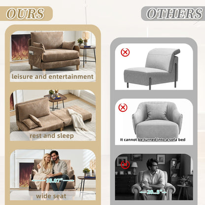 Roomfitters 3-in-1 Foldable Sofa Bed Recliner, Convertible Sleeper with Pillows for Small Spaces, Bedroom or Study