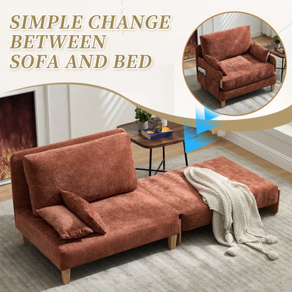 Roomfitters 3-in-1 Foldable Sofa Bed Recliner, Convertible Sleeper with Pillows for Small Spaces, Bedroom or Study