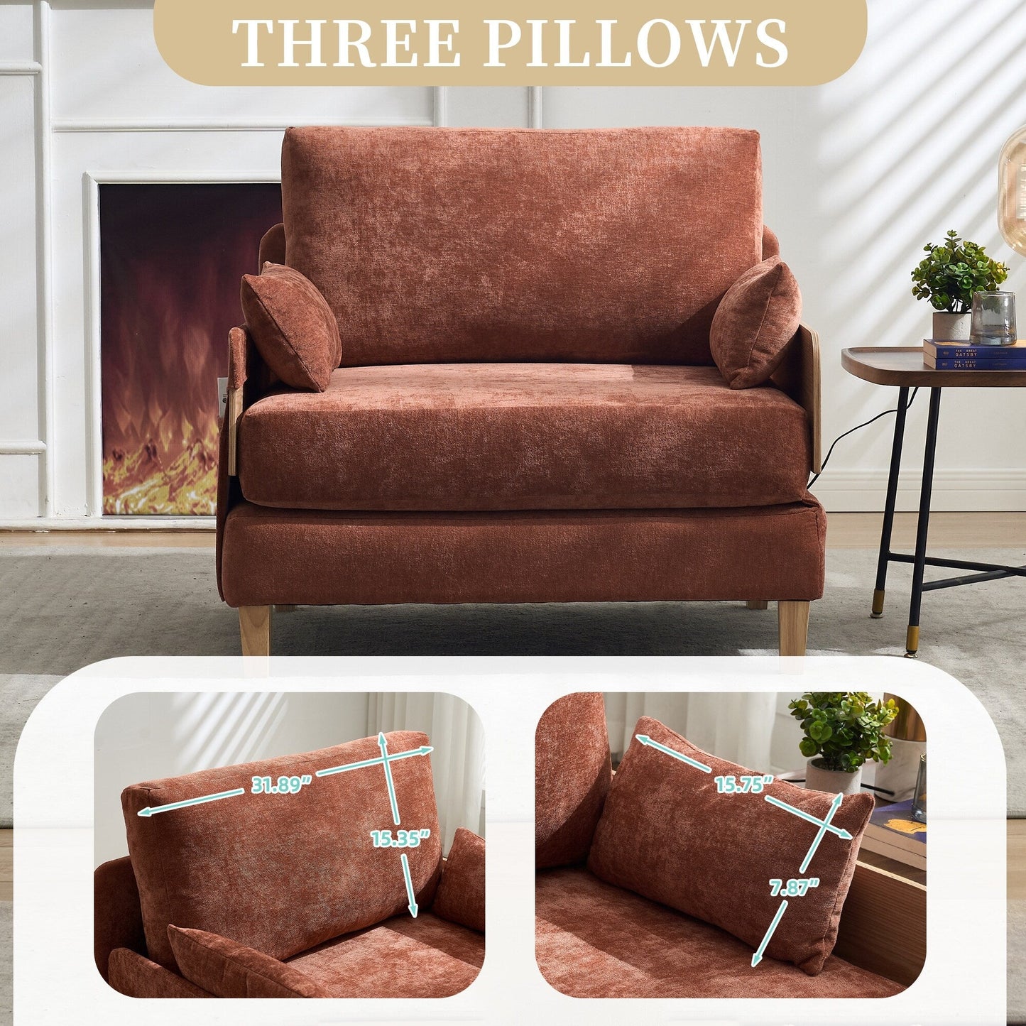 Roomfitters 3-in-1 Foldable Sofa Bed Recliner, Convertible Sleeper with Pillows for Small Spaces, Bedroom or Study