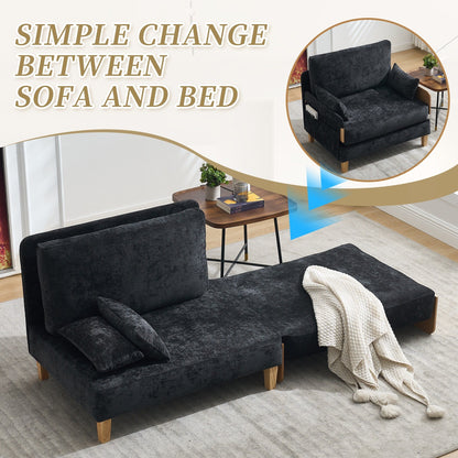 Roomfitters 3-in-1 Foldable Sofa Bed Recliner, Convertible Sleeper with Pillows for Small Spaces, Bedroom or Study