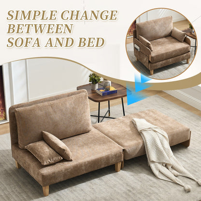 Roomfitters 3-in-1 Foldable Sofa Bed Recliner, Convertible Sleeper with Pillows for Small Spaces, Bedroom or Study