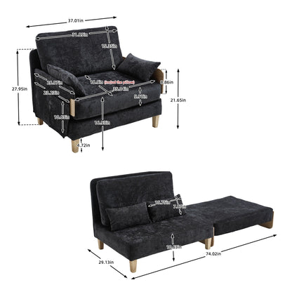 Roomfitters 3-in-1 Foldable Sofa Bed Recliner, Convertible Sleeper with Pillows for Small Spaces, Bedroom or Study