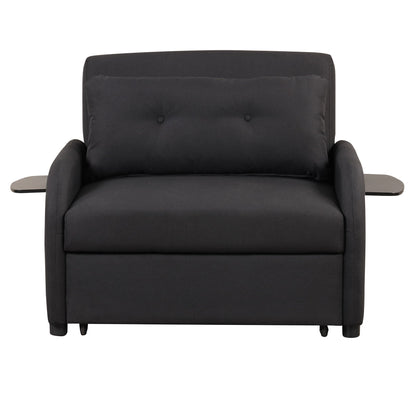 Roomfitters 3-in-1 Pull-Out Sofa Sleeper with 2-Wing Table USB Charging Port for Living Room Recreation Room
