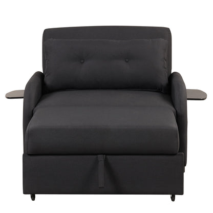 Roomfitters 3-in-1 Pull-Out Sofa Sleeper with 2-Wing Table USB Charging Port for Living Room Recreation Room