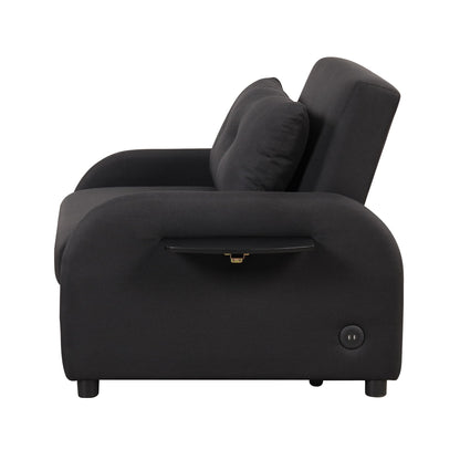 Roomfitters 3-in-1 Pull-Out Sofa Sleeper with 2-Wing Table USB Charging Port for Living Room Recreation Room