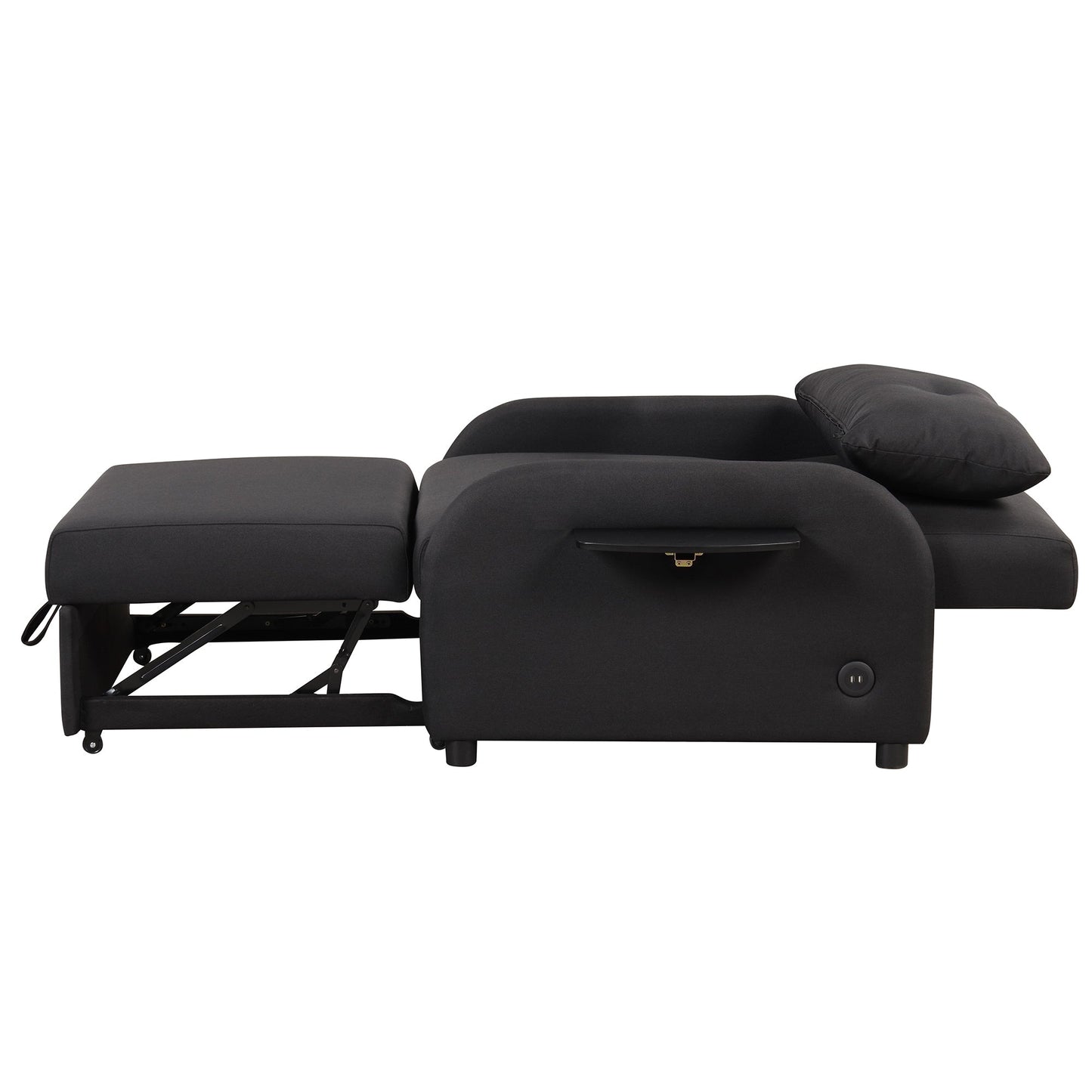 Roomfitters 3-in-1 Pull-Out Sofa Sleeper with 2-Wing Table USB Charging Port for Living Room Recreation Room