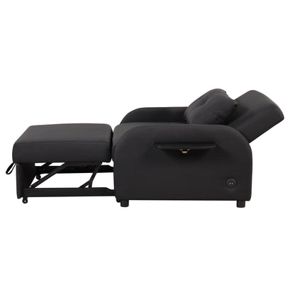 Roomfitters 3-in-1 Pull-Out Sofa Sleeper with 2-Wing Table USB Charging Port for Living Room Recreation Room