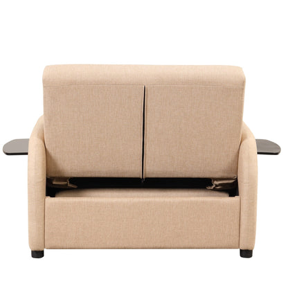 Roomfitters 3-in-1 Pull-Out Sofa Sleeper with Wing Tables, USB Charging, and Nap-Friendly Fabric for Living Room