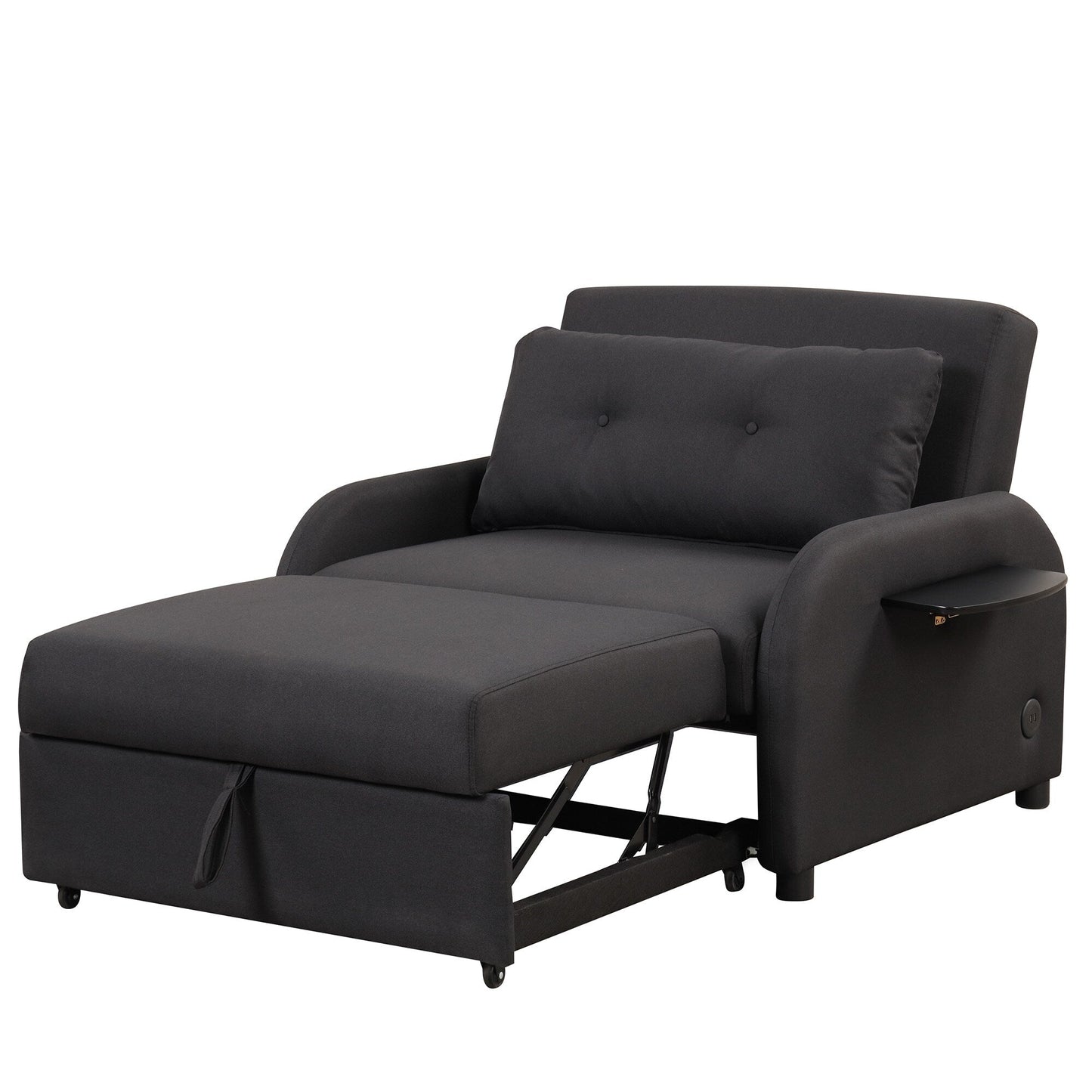 Roomfitters 3-in-1 Pull-Out Sofa Sleeper with Wing Tables, USB Charging, and Nap-Friendly Fabric for Living Room