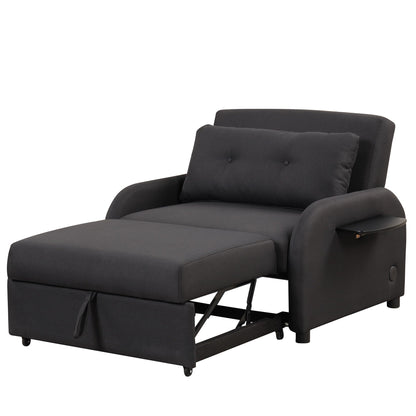 Roomfitters 3-in-1 Pull-Out Sofa Sleeper with Wing Tables, USB Charging, and Nap-Friendly Fabric for Living Room