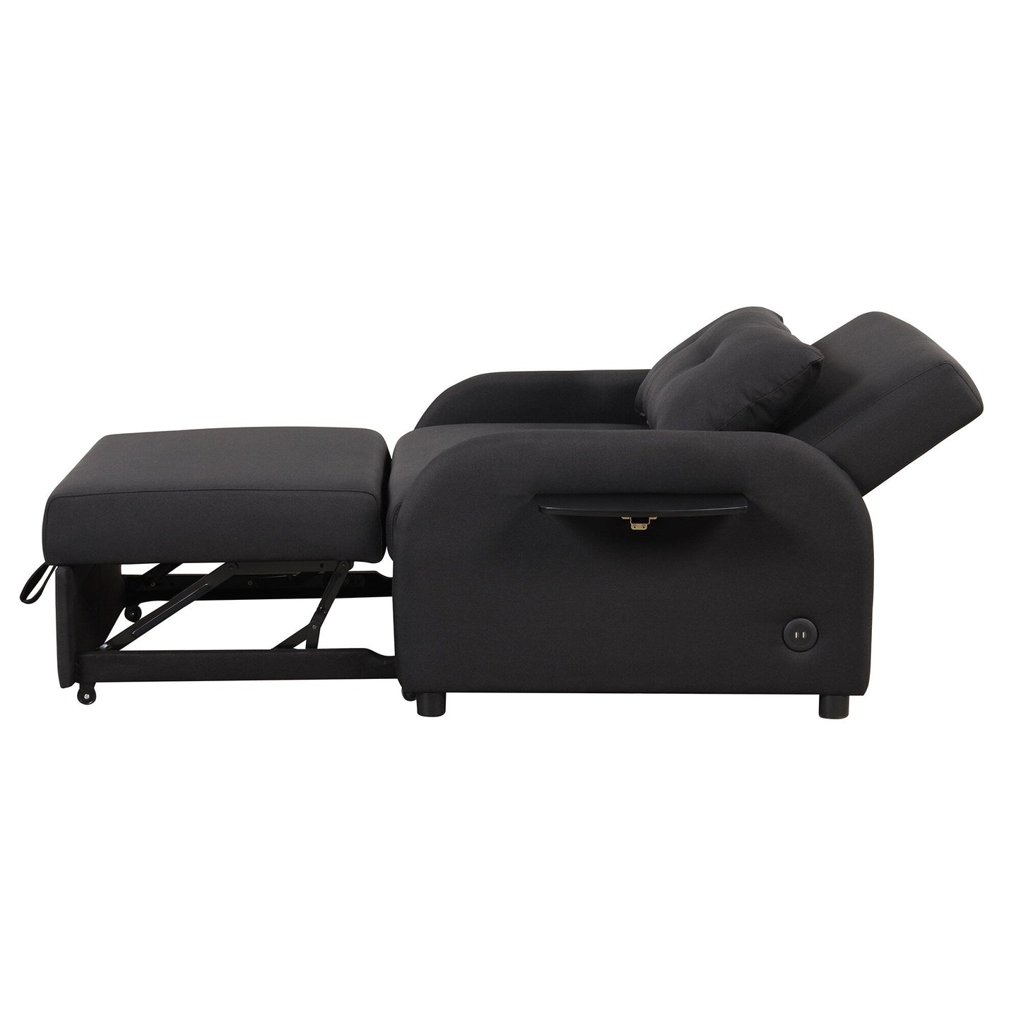 Roomfitters 3-in-1 Pull-Out Sofa Sleeper with Wing Tables, USB Charging, and Nap-Friendly Fabric for Living Room