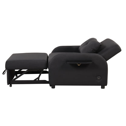 Roomfitters 3-in-1 Pull-Out Sofa Sleeper with Wing Tables, USB Charging, and Nap-Friendly Fabric for Living Room