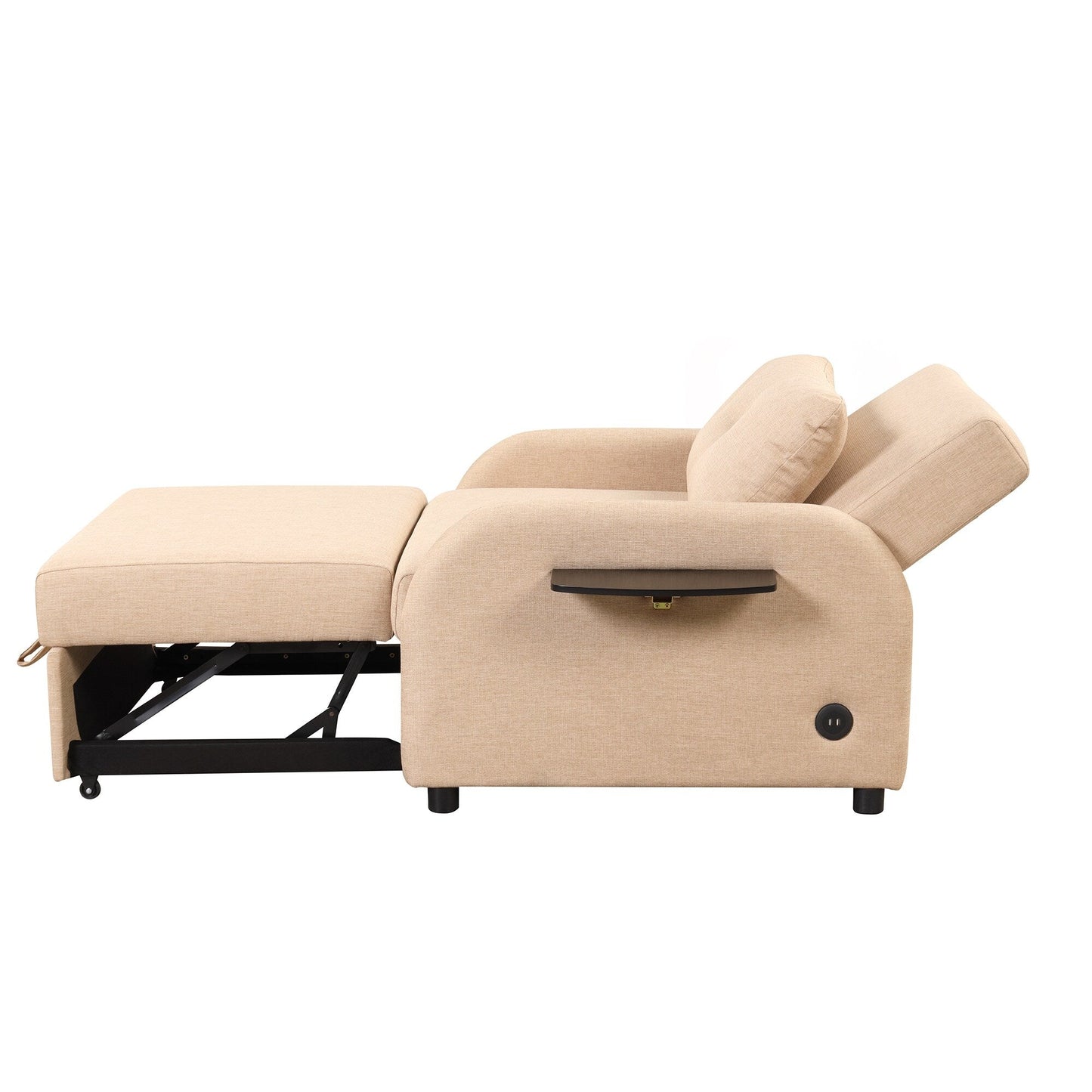 Roomfitters 3-in-1 Pull-Out Sofa Sleeper with Wing Tables, USB Charging, and Nap-Friendly Fabric for Living Room