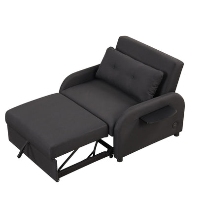 Roomfitters 3-in-1 Pull-Out Sofa Sleeper with Wing Tables, USB Charging, and Nap-Friendly Fabric for Living Room