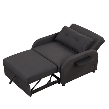 Roomfitters 3-in-1 Pull-Out Sofa Sleeper with Wing Tables, USB Charging, and Nap-Friendly Fabric for Living Room
