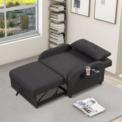 Roomfitters 3-in-1 Pull-Out Sofa Sleeper with Wing Tables, USB Charging, and Nap-Friendly Fabric for Living Room