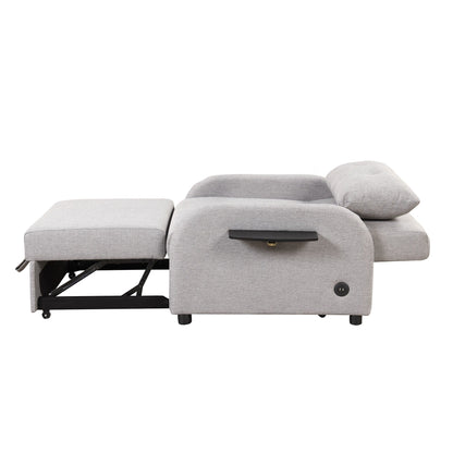 Roomfitters 3-in-1 Pull-Out Sofa Sleeper with Wing Tables, USB Charging, and Nap-Friendly Fabric for Living Room