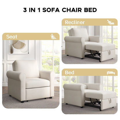 Roomfitters 3-in-1 Sofa Bed Chair, Convertible Sleeper Chair Bed, Adjustable Backrest Into Sofa, Lounger Chair