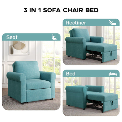 Roomfitters 3-in-1 Sofa Bed Chair, Convertible Sleeper Chair Bed, Adjustable Backrest Into Sofa, Lounger Chair