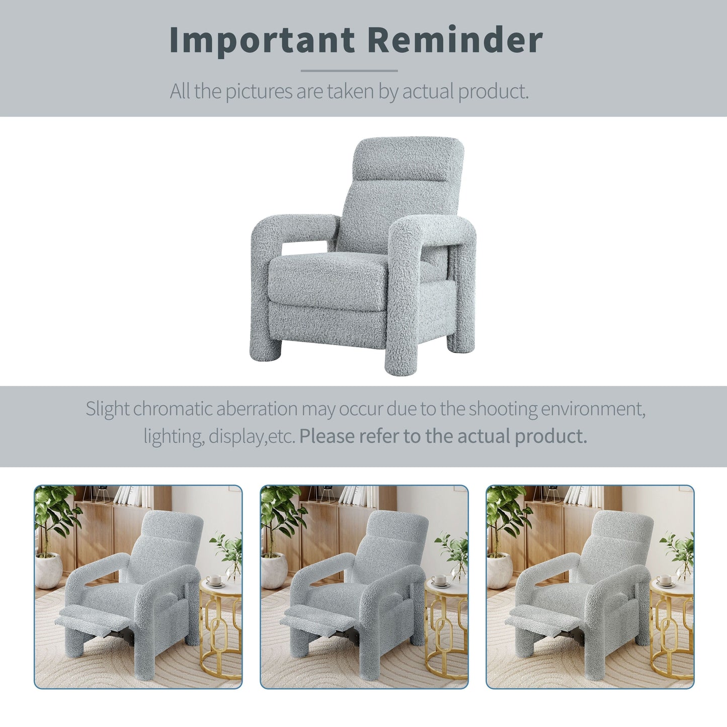 Roomfitters 31.25 Push Back Recliner Armchair, Upholstered Recliner Chair for Living Room